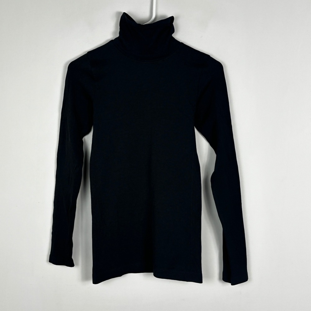 Lululemon Yin Vibes Black Ribbed Long Sleeve Turtleneck Size 6 Minimal Layering - Picture 3 of 13